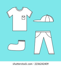 simple hand drawn clothes with colorful background