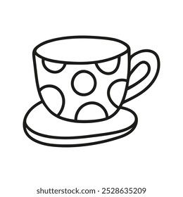 Simple hand drawn coffee cup or tea, americano or cappuccino. Kitchen utensils doodle illustration