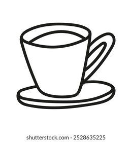 Simple hand drawn coffee cup or tea, americano or cappuccino. Kitchen utensils doodle illustration