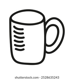 Simple hand drawn coffee cup or tea, americano or cappuccino. Kitchen utensils doodle illustration