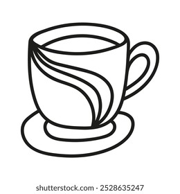 Simple hand drawn coffee cup or tea, americano or cappuccino. Kitchen utensils doodle illustration