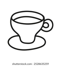 Simple hand drawn coffee cup or tea, americano or cappuccino. Kitchen utensils doodle illustration