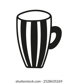 Simple hand drawn coffee cup or tea, americano or cappuccino. Kitchen utensils doodle illustration