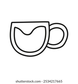 Simple hand drawn coffee cup or tea. Kitchen utensils doodle illustration