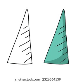 a simple hand drawn  cone hat for party, new year, birthday, celebration. Black and white and colored