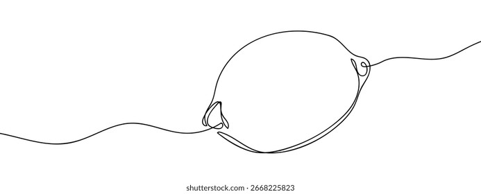 Simple hand drawn continuous line vector illustration of lemon, isolated on transparent background.