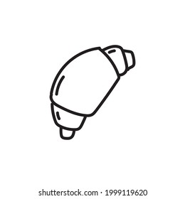 Sencilla panadería de insignias de cruasán dibujada a mano para el café de menú de diseño. 
Ilustración del vector aislada en fondo blanco 