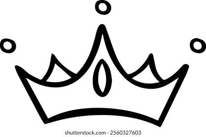 Simple, hand drawn crown representing royalty, power, and authority, perfect for design projects related to monarchy, leadership, or achievement