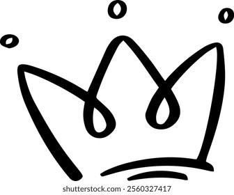 Simple, hand drawn crown represents concepts of royalty, leadership, power, and authority, suitable for logos, branding, and design projects