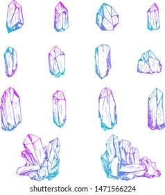 Simple hand drawn crystals/ gems set.