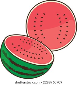 Ilustración simple de la sandía de corte a mano