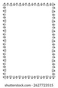 Simple hand drawn cute cake rectangular frame