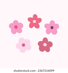 einfache, handgezeichnete, süße Blumen formen Objekte pink violett