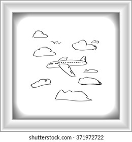 Simple hand drawn doodle of an aeroplane