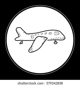 Simple hand drawn doodle of an aeroplane