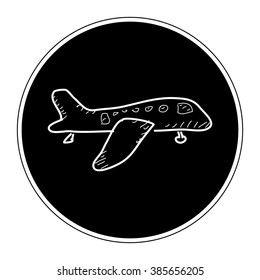 Simple hand drawn doodle of an aeroplane