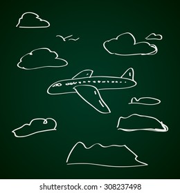 Simple hand drawn doodle of an airplane