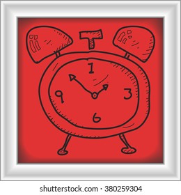 Simple hand drawn doodle of an alarm clock