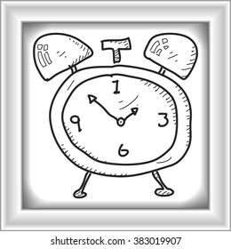 Simple hand drawn doodle of an alarm clock