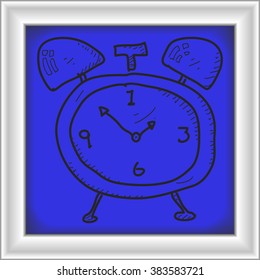 Simple hand drawn doodle of an alarm clock