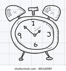 Simple hand drawn doodle of an alarm clock
