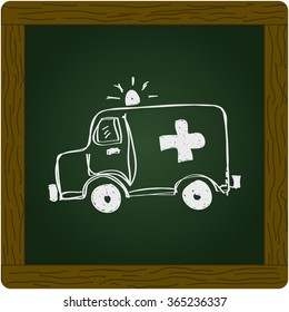 Simple hand drawn doodle of an ambulance