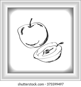 Simple hand drawn doodle of an apple