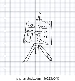 Simple hand drawn doodle of an artists easel