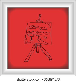 Simple hand drawn doodle of an artists easel