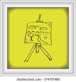 Simple hand drawn doodle of an artists easel