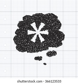 Simple hand drawn doodle of an asterix thought bubble