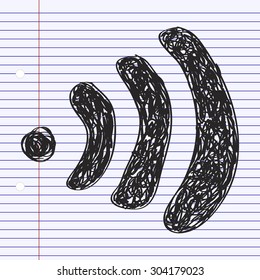Simple hand drawn doodle of awifi symbol