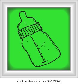 Simple hand drawn doodle of a babies milk bottle