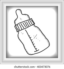 Simple hand drawn doodle of a babies milk bottle