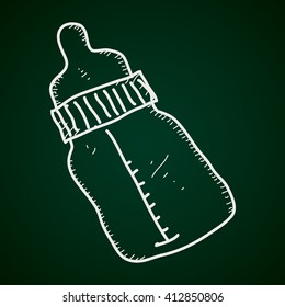 Simple hand drawn doodle of a babies milk bottle