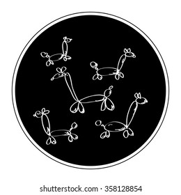 Simple hand drawn doodle of balloon animals