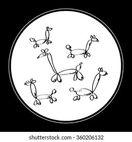 Simple hand drawn doodle of balloon animals