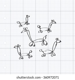 Simple hand drawn doodle of balloon animals