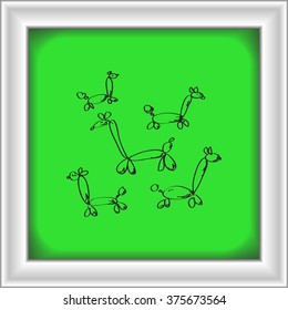 Simple hand drawn doodle of balloon animals