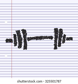 Simple hand drawn doodle of a barbell