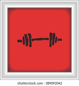 Simple hand drawn doodle of a barbell