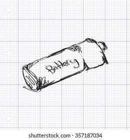Simple hand drawn doodle of a battery