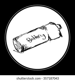 Simple hand drawn doodle of a battery