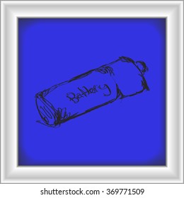 Simple hand drawn doodle of a battery