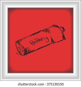 Simple hand drawn doodle of a battery