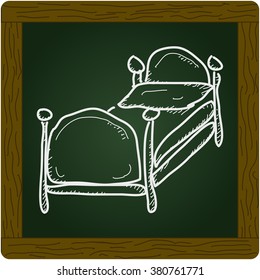 Simple hand drawn doodle of a bed