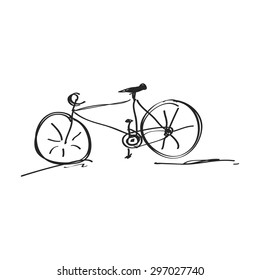 Simple hand drawn doodle of a bicycle