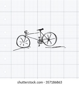 Simple hand drawn doodle of a bicycle