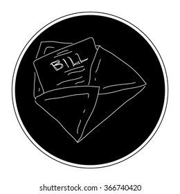Simple hand drawn doodle of a bill in an envelope