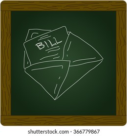 Simple hand drawn doodle of a bill in an envelope